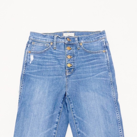 Madewell 10" High Rise Skinny Button Down Distressed Hem SZ28 - Picture 3 of 8